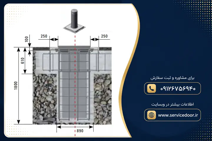 نمایندگی و 🚧 تعمیر راهبند ستونی (بولارد) ضد تروریستی J355-2018 فک 5 تعمیر راهبند ستونی فک مدل J355